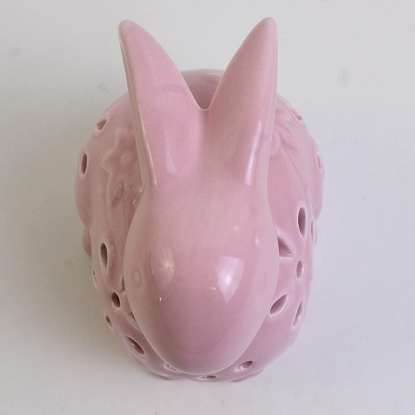 Unbranded Pink Floral Debi Lilly Iver Easter Bunny Decor Small 3.5" Tested