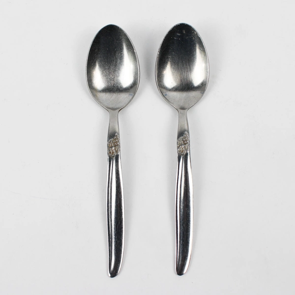 Lot of 2 Montgomery Ward Grape Pattern Stainless Spoons 6" Good