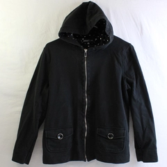 Jones New York Black Zip-Up Hoodie Women's Size Large FLAW