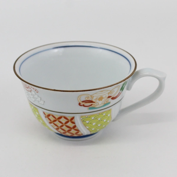 Vtg Arita Ware Porcelain Cup & Saucer Set White Brown Trim Teapot & Panel 