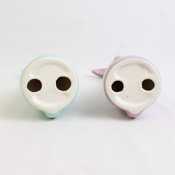 Lot Of 2 Unbranded Matching Easter Bunny Home Decor Green & Purple 10.25" Tall