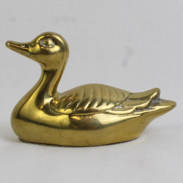 Unbranded Solid Brass Duck Bird Figurine Decorative Paperweight 2.25" Tall