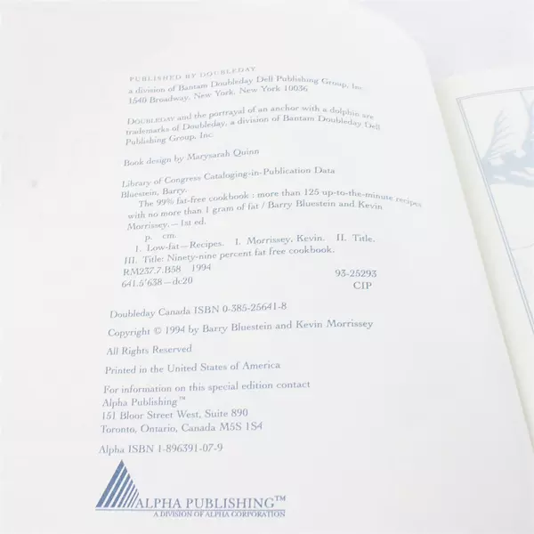 The 99% Fat-Free Cookbook (99% Fat-free Series) Barry Bluestein