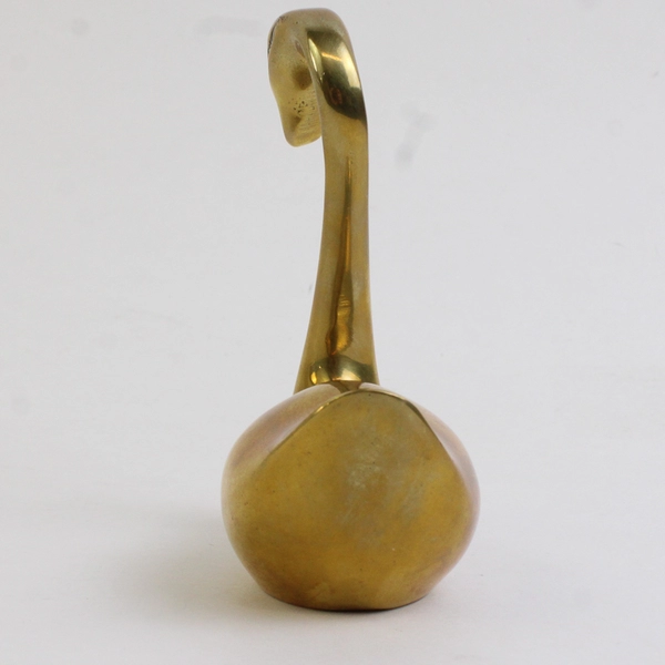 Unbranded Solid Brass Swan Bird Figurine Decorative Paperweight 4" Tall