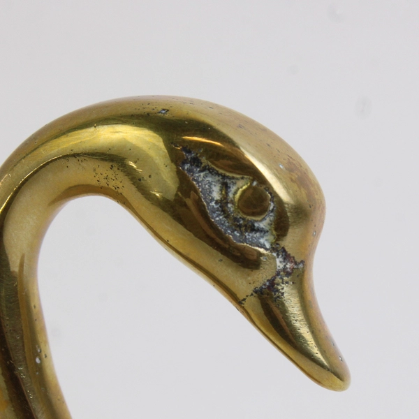 Unbranded Solid Brass Swan Bird Figurine Decorative Paperweight 4" Tall