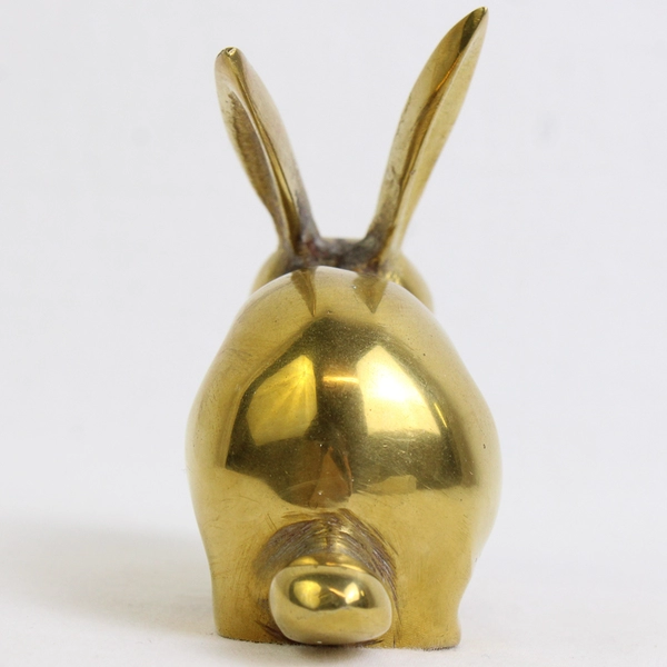 Unbranded Solid Brass Bunny Rabbit Figurine Decorative Paperweight 3.25" Tall