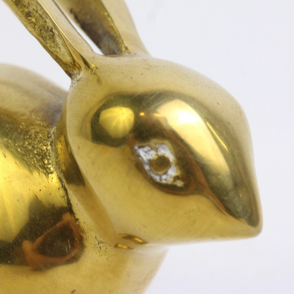 Unbranded Solid Brass Bunny Rabbit Figurine Decorative Paperweight 3.25" Tall