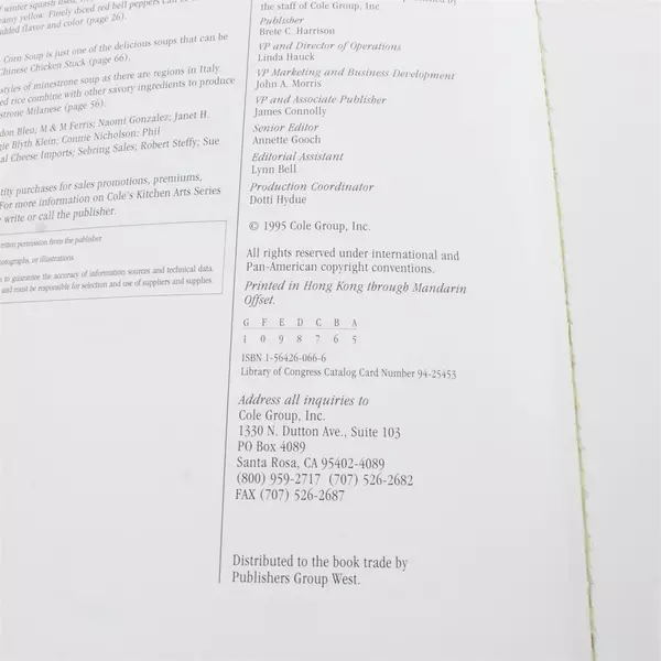 1995 Cole's Kitchen Arts:Soups and Stews: Stocks to One-Pot Meals 