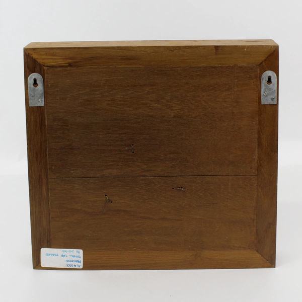 Vintage Framed Indonesian Copper Batik Printing Stamp Man And Pagoda 