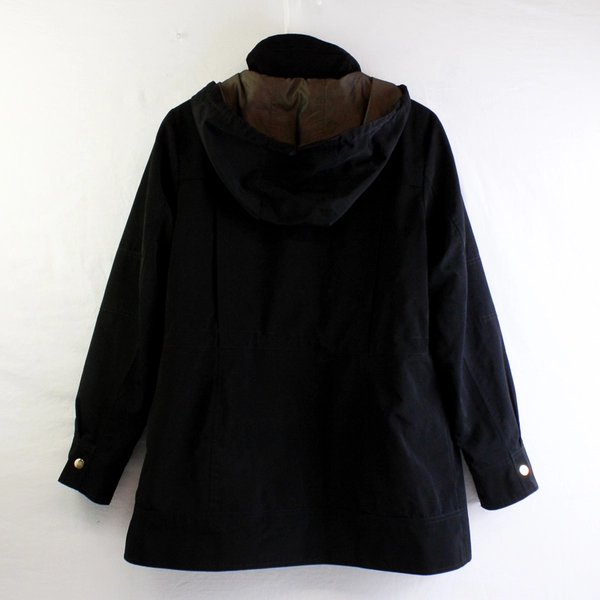 Liz Claiborne Outerwear Black Zip-Up Jacket Removable Hood Women's Medium