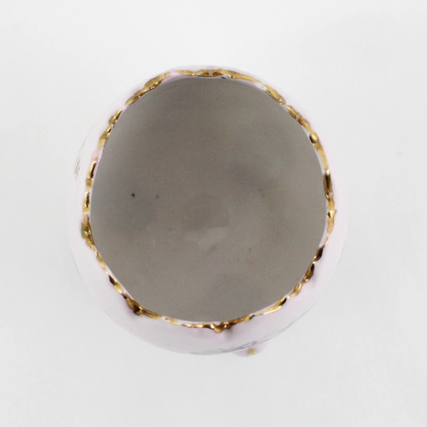 Vintage Lavender Hand Painted Three Footed Porcelain Cracked Egg Vase Violets  