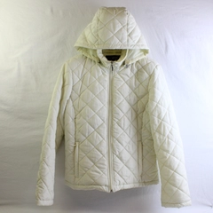 Black Rivet Cream Color Quilted Zip-Up Jacket Women's Medium FLAWED