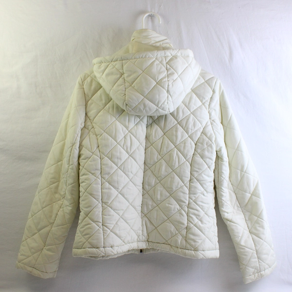 Black Rivet Cream Color Quilted Zip-Up Jacket Women's Medium FLAWED
