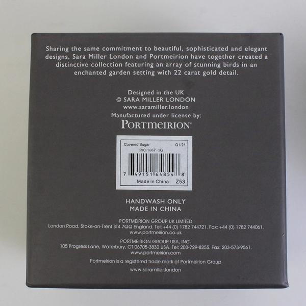 Portmeirion Sara Miller London Sugar Bowl With Lid Ceramic 10 Oz