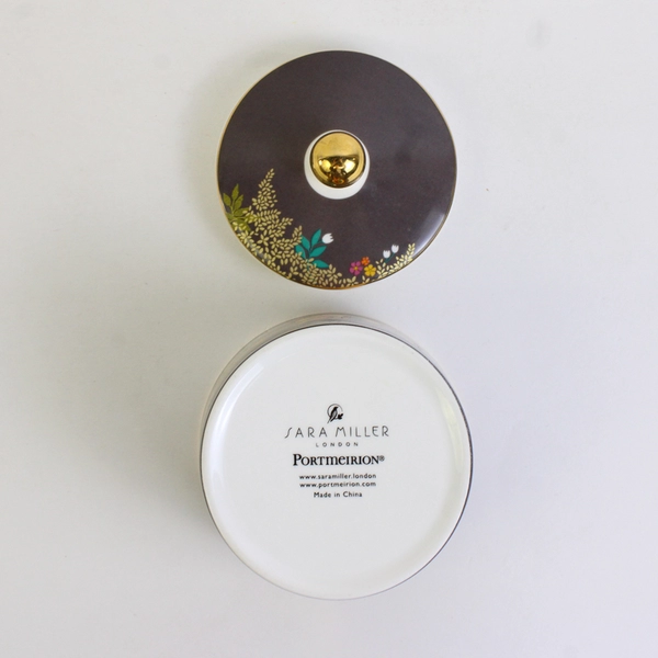 Portmeirion Sara Miller London Sugar Bowl With Lid Ceramic 10 Oz