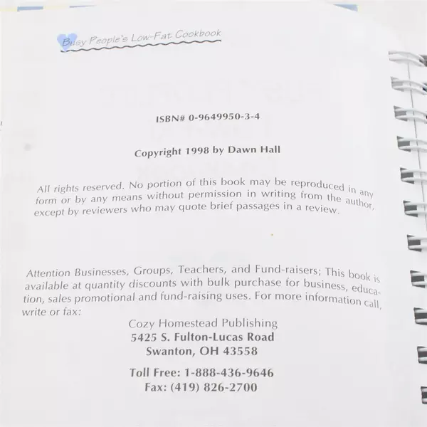 Busy People's Low-Fat Cookbook Dawn Hall Spiral-Bound