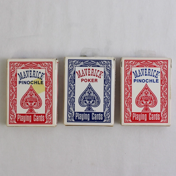 Lot Of 3 Maverick Playing Cards Pinochle Plastic Coated (Opened, Complete)