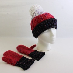 3 Pc Set Knit Beanie and Mittens Kids' Size Large Age 7-10