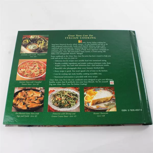 Great Taste Low Fat Italian Cooking Hardcover Cookbook w/ Color Photos