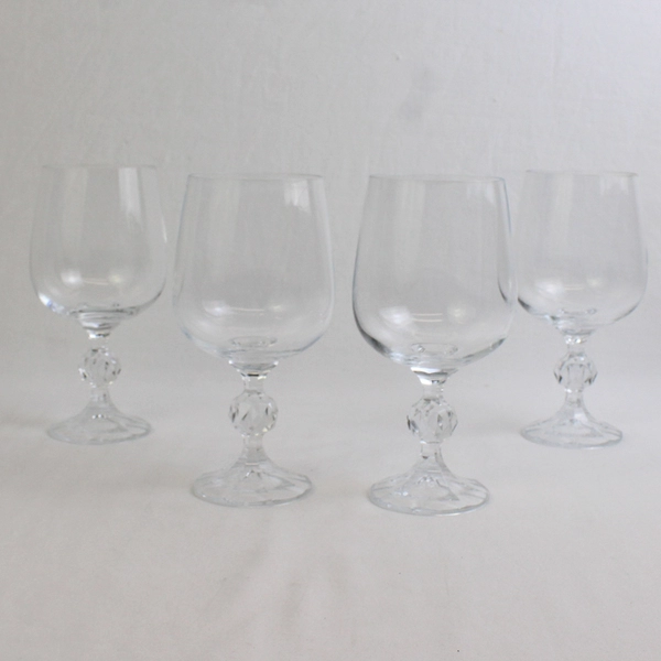 Lot Of 4 Import Assoc Claudia Pattern Water Goblet Clear Glass 6.5" Tall