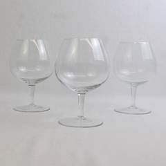 Lot Of 3 Unbranded Matching Red Wine Glasses Clear Glass Short Stem 6.25" Tall