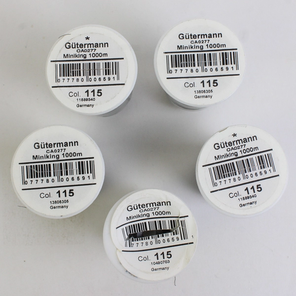 Lot of 5 Gutermann Sewing Thread Miniking Spools 1000m Grey 115 New