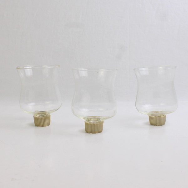 Lot Of 3 Unbranded Matching Tulip Shaped Clear Glass Votive Candle Holders 3.25"