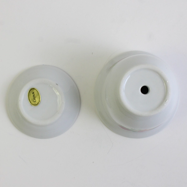 Hallmark Miniature Rose Printed Porcelain Planter & Plant Saucer 2.5" Tall