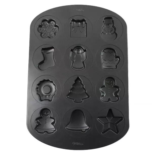 Wilton Holiday Cookie Mold Sheet Baking Pan Christmas Snowflake Bell Tree