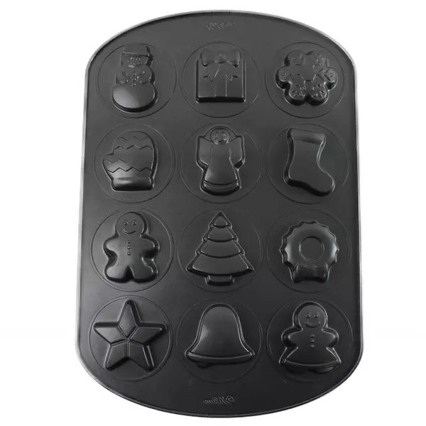 Wilton Holiday Cookie Mold Sheet Baking Pan Christmas Snowflake Bell Tree