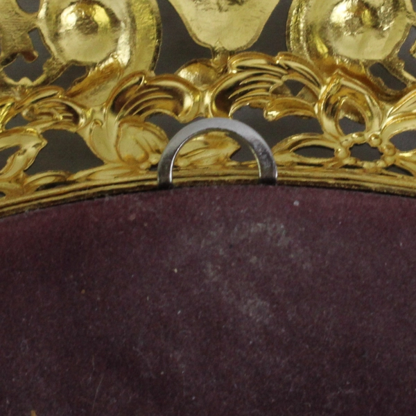 Vintage Oval Hangable Mirror Tray with Floral Gold-Toned Carved Edges 18" 