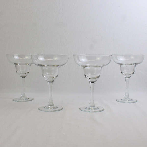 Lot Of 4 Unbranded/Unmarked Matching Clear Glass Margarita Glasses 6.75" Tall