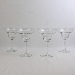 Lot Of 4 Unbranded/Unmarked Matching Clear Glass Margarita Glasses 6.75" Tall