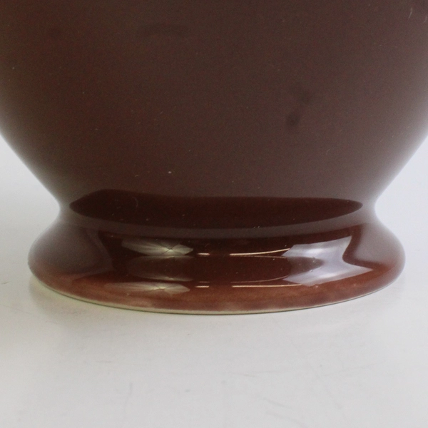 Teleflora Solid Gold Leaf Pattern On Solid Brown Ceramic Bouquet Vase 8.75" Tall