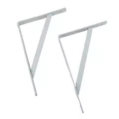 Shelf Brackets 11.5" White Metal Pair Sturdy Wall Shelf Support Used