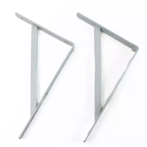 Shelf Brackets 11.5" White Metal Pair Sturdy Wall Shelf Support Used