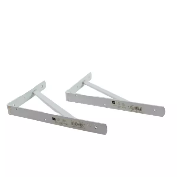 Shelf Brackets 11.5" White Metal Pair Sturdy Wall Shelf Support Used