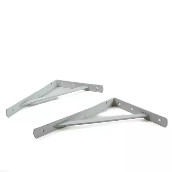 Shelf Brackets 11.5" White Metal Pair Sturdy Wall Shelf Support Used