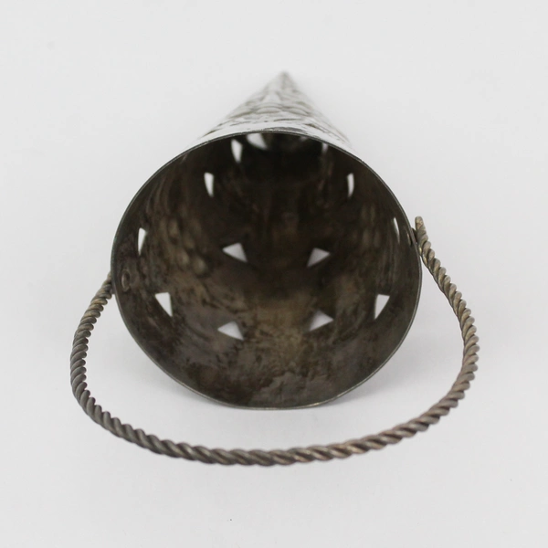 Vintage Silver Plated Tussie Mussie Cone Shaped Nosegay Hanging Vase or Basket