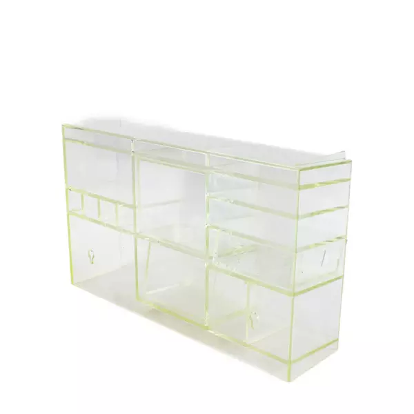 Clear Plastic Organizer Wall-Mount Desktop Makeup Craft Storage Bin