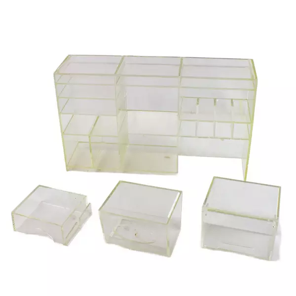 Clear Plastic Organizer Wall-Mount Desktop Makeup Craft Storage Bin