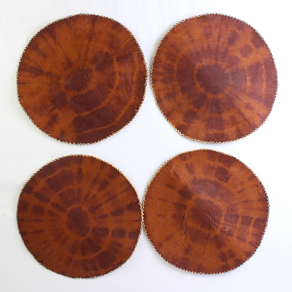 Set of 4 Brown Rustic Western Style Round Placemats 11"