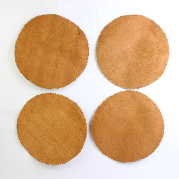 Set of 4 Brown Rustic Western Style Round Placemats 11"