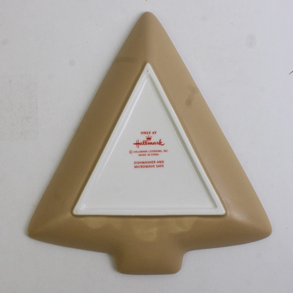 Hallmark Green/Red Ceramic Christmas Tree Cookie Plate 8" Long