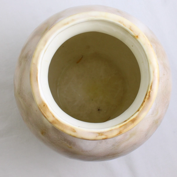 Unbranded Ceramic Cream White/ Brown Drip Style Bouquet Vase 8.75" Tall