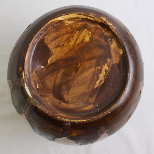 Unbranded Ceramic Cream White/ Brown Drip Style Bouquet Vase 8.75" Tall