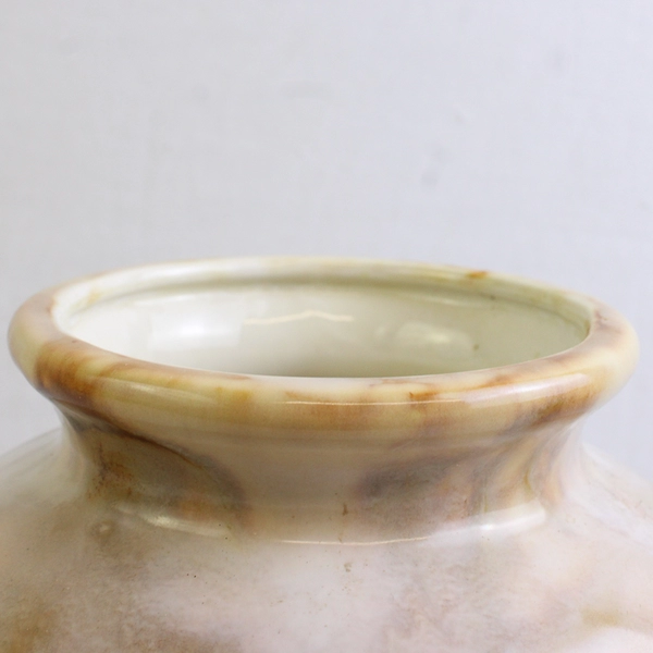 Unbranded Ceramic Cream White/ Brown Drip Style Bouquet Vase 8.75" Tall