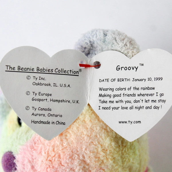 TY Beanie Baby Groovy 1999 Tie-Dyed Bear Plush Toy Doll with Tag