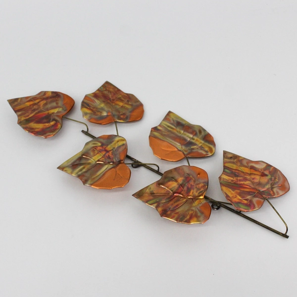 2 Copper Leafy Branches Home Decor Pieces