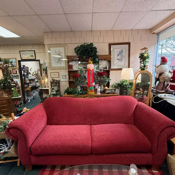 Deep Red Two Seat Patterned Hardback Sofa Cushioned